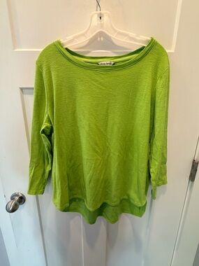 Tommy Bahama Women XL Lime Green Long Sleeve Top Cotton Relaxed Fit
